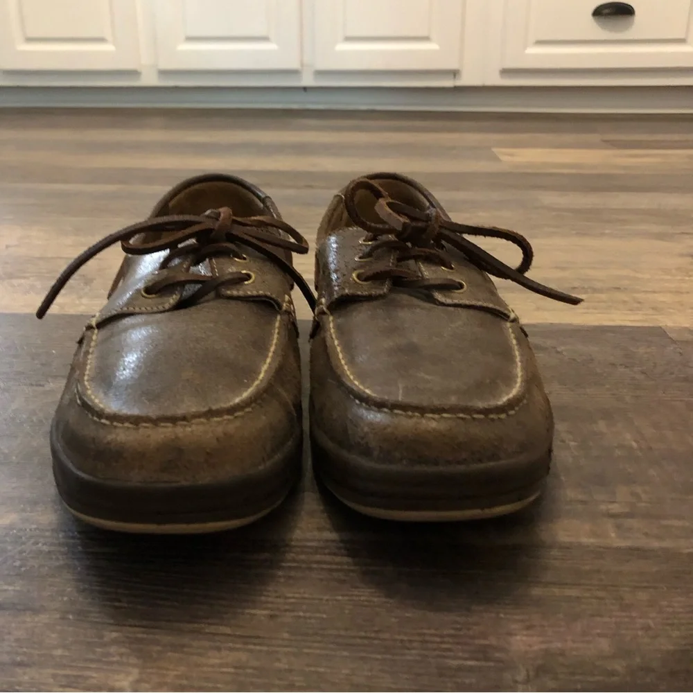 Cole Haan Men's 3-Eye dark gray Leather Boat Shoes, Size 13, C12250